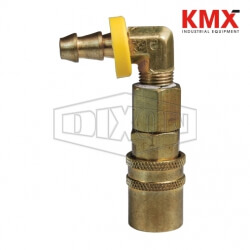 DQC CM-Series Industrial Mold Interchange Valved Coupler 90° Push-Loc Barb 2CM9B2-B