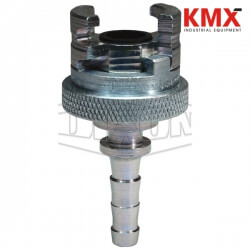 Dual-Lock P-Series Thor Interchange Hose Barb Coupler with Knurled Flanged Sleeve 4PS4-FS