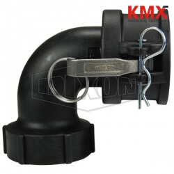 Polypropylene Cam & Groove Type D 90° Elbow Coupler x Female NPT 90PPD200